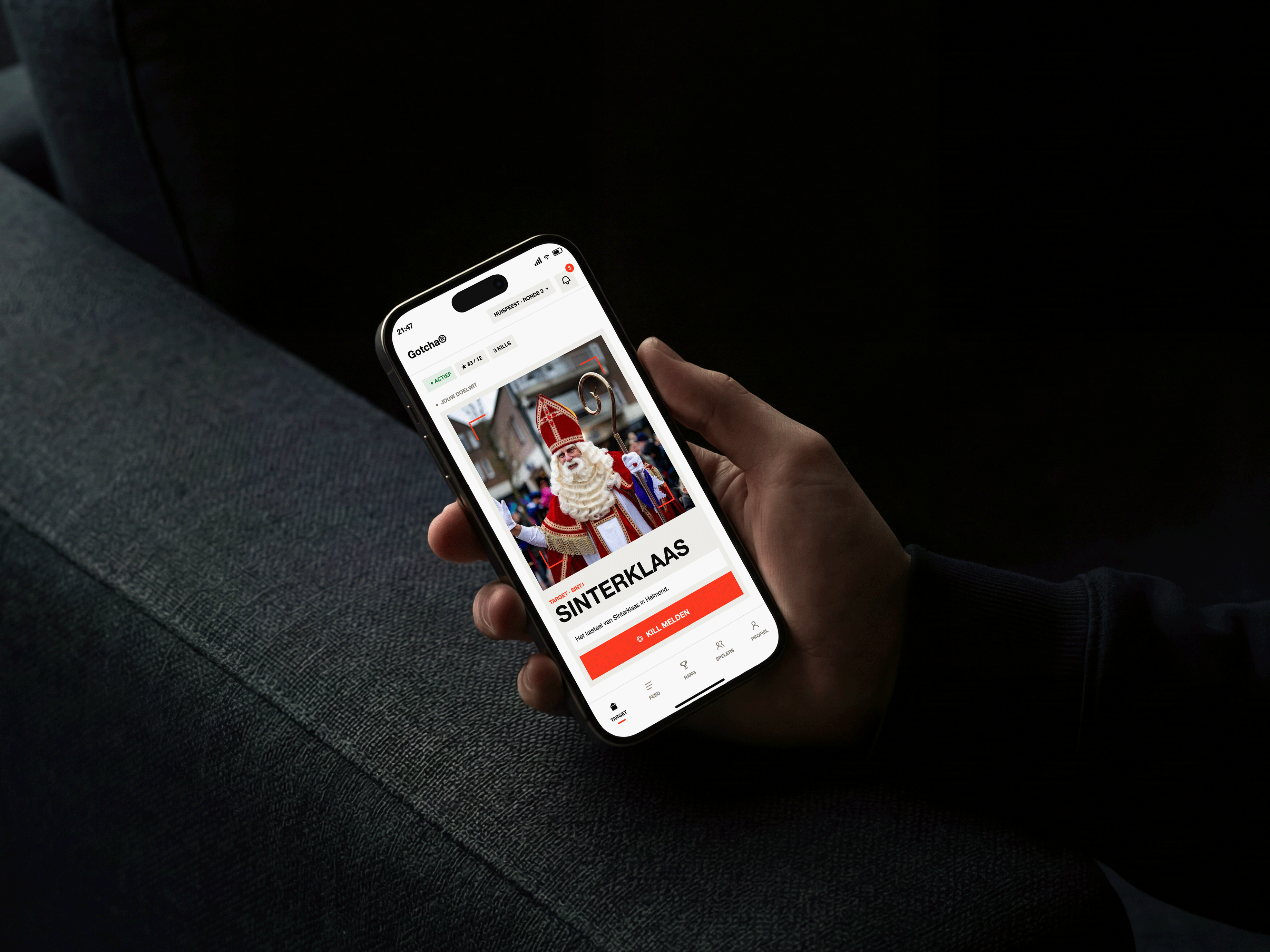 De Gotcha-app op een telefoon